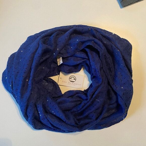 NWT Big Buddha Sequined Infinity Scarf Blue - Picture 2 of 6